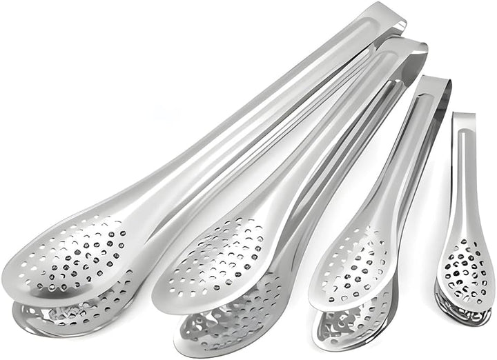 BERAM 304 Stainless Steel Tongs Set of 4 Sizes 6,7,9,12 inch Multipurpose Kitchen Tongs for Salad Toast BBQ Frying Buffet Steak and Food Serving Durable Non Slip Grip Metal Forceps Silver