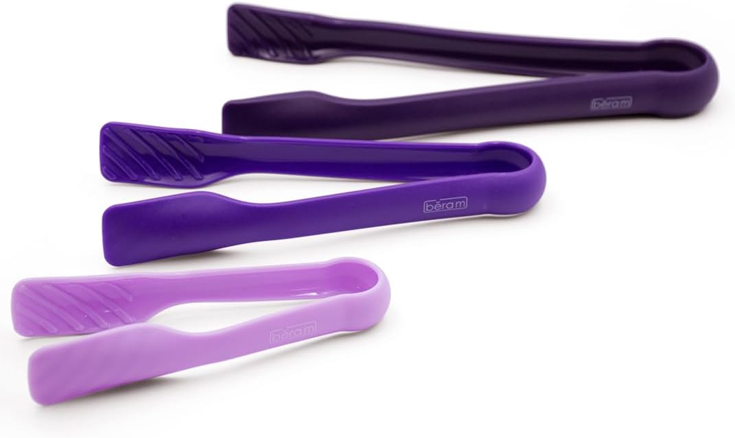 BERAM Plastic Kitchen Tongs Set of 3 Food Serving and BBQ Tongs for Bread Salad Fruit Buffet and Grilling Durable BPA Free Reusable Utility Tongs for Home Party and Daily Use
