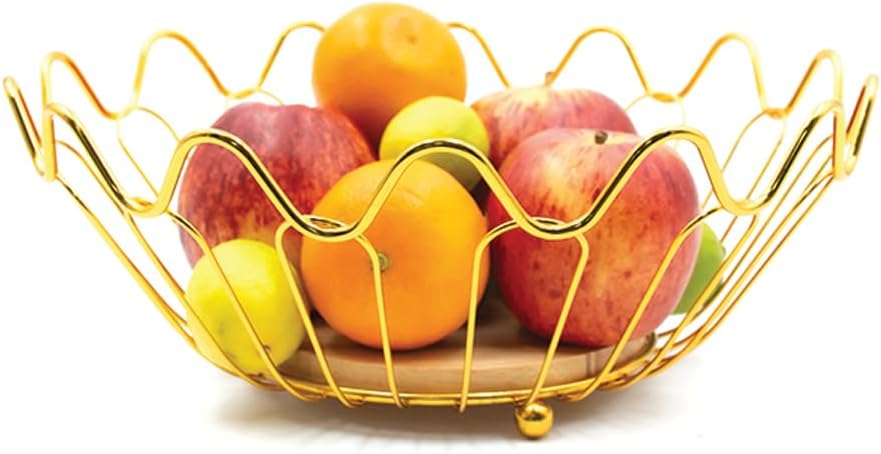 Beram Fruit Basket for Kitchen Counter Metal Wire Fruit Bowl & Vegetable Storage Organizer Rustic Countertop Fruit Holder with Handle for Kitchen, Dining & Pantry