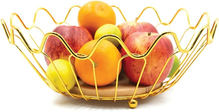 Beram Fruit Basket for Kitchen Counter Metal Wire Fruit Bowl & Vegetable Storage Organizer Rustic Countertop Fruit Holder with Handle for Kitchen, Dining & Pantry