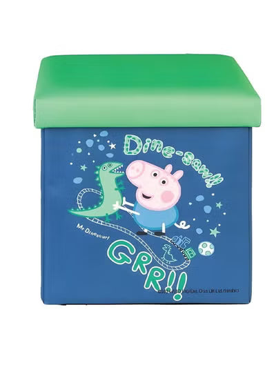 Peppa Pig Kids’ Storage Ottoman , Foldable Storage Box and Seat for Kids with Padded Lid, Durable & Spacious Toy Organizer Chest with George Pig Design, Ideal for Bedrooms, Playrooms & Nurseries