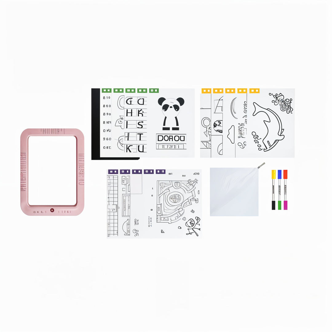 Silver Crest Magic Drawing Board – Kids Edition with 7 LED Colors, 2 Light Modes, Kickstand, 15 Double-Sided Coloring Cards, Battery Powered, Black Background for Glowing Designs, 3-Year Warranty