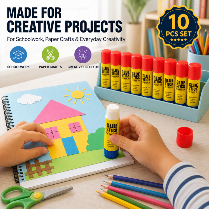 Glue Sticks for Paper Crafts – Strong Adhesive Glue Stick Set, Smooth Application, Quick Dry, Non-Toxic, Mess-Free Craft Glue for Office, School & DIY Projects