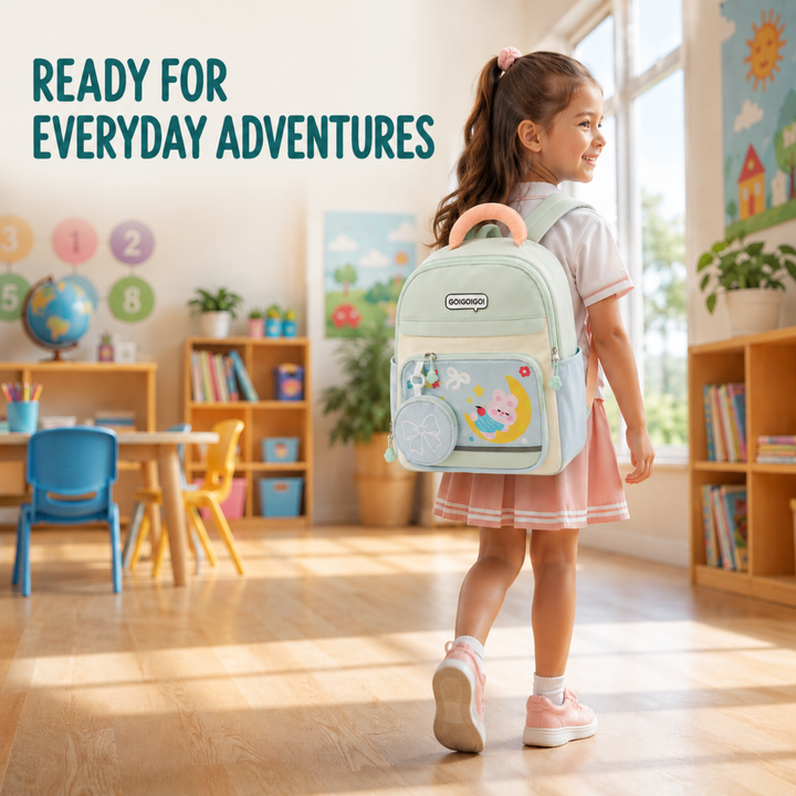 Cute Cartoon School Backpack with Mini Zip Pouch, Lightweight Student Book Bag, Multi Pocket School Backpack with Adjustable Shoulder Straps, Large Capacity Backpack for School & Daily Use