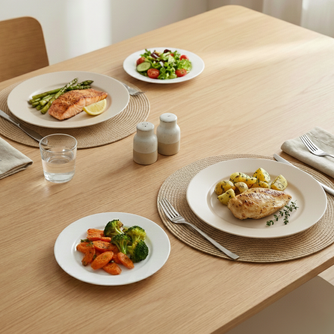 Luminarc White 4 PCS Ceramic Dinner Set  Soup Plate 22cm Dinner Plate 24cm Dessert Plate 19cm Bowl 9.5cm Tableware Set for Home & Restaurant