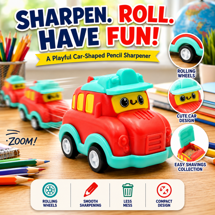 Car Shaped Pencil Sharpener, Cute Vehicle Design Pencil Sharpener, Compact Manual Pencil Sharpener for Students, School, Office, Drawing, Sketching, Writing and Everyday Stationery