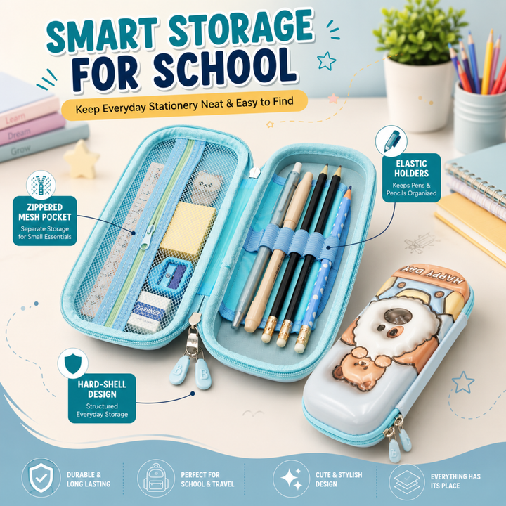 Pencil Case Large Capacity Durable Zipper Pencil Pouch Portable Stationery Organizer Multi-Purpose Pen Holder Bag for School Office Travel