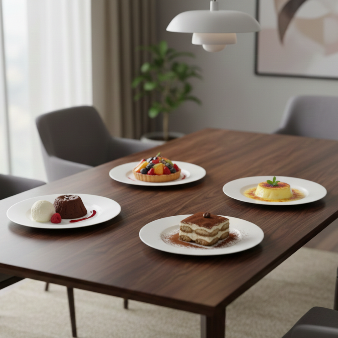 Luminarc White 4 PCS Ceramic Dinner Set  Soup Plate 22cm Dinner Plate 24cm Dessert Plate 19cm Bowl 9.5cm Tableware Set for Home & Restaurant