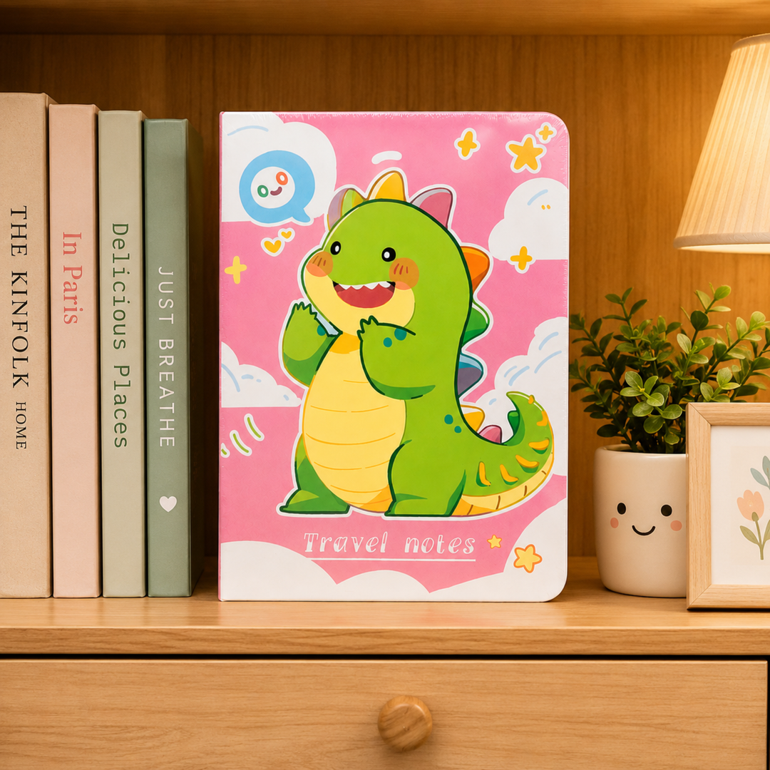 Dinosaur Diary for Students, Cute Dinosaur Notebook for Boys and Girls, Colorful Cartoon Ruled Journal for Writing, Drawing, School Notes, Travel & Everyday Use