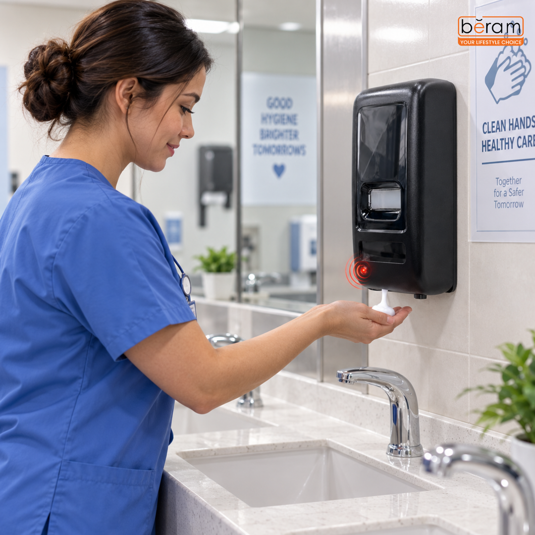 Beram 1000ML Automatic Soap Dispenser Wall Mounted Touchless Hand Sanitizer & Liquid Soap Dispenser Battery Operated Refillable Commercial Dispenser for Bathroom Kitchen Office
