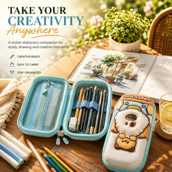 Pencil Case Large Capacity Durable Zipper Pencil Pouch Portable Stationery Organizer Multi-Purpose Pen Holder Bag for School Office Travel