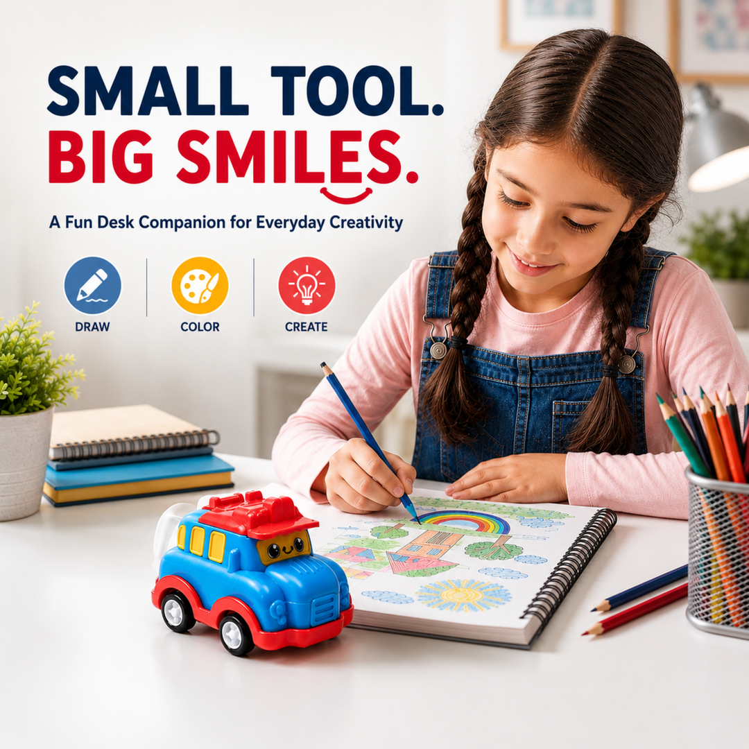 Car Shaped Pencil Sharpener, Cute Vehicle Design Pencil Sharpener, Compact Manual Pencil Sharpener for Students, School, Office, Drawing, Sketching, Writing and Everyday Stationery