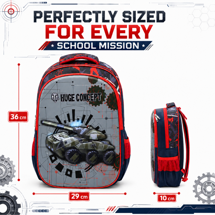 Vehicle Theme School Backpack, Large Capacity Lightweight Durable School Bag with Multiple Compartments, Side Bottle Pockets, Student Backpack for School, Travel & Everyday Use