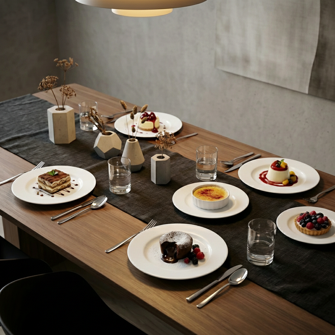 Luminarc White 4 PCS Ceramic Dinner Set  Soup Plate 22cm Dinner Plate 24cm Dessert Plate 19cm Bowl 9.5cm Tableware Set for Home & Restaurant