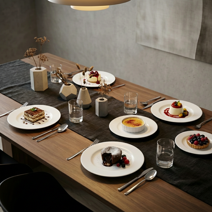 Luminarc White 4 PCS Ceramic Dinner Set  Soup Plate 22cm Dinner Plate 24cm Dessert Plate 19cm Bowl 9.5cm Tableware Set for Home & Restaurant