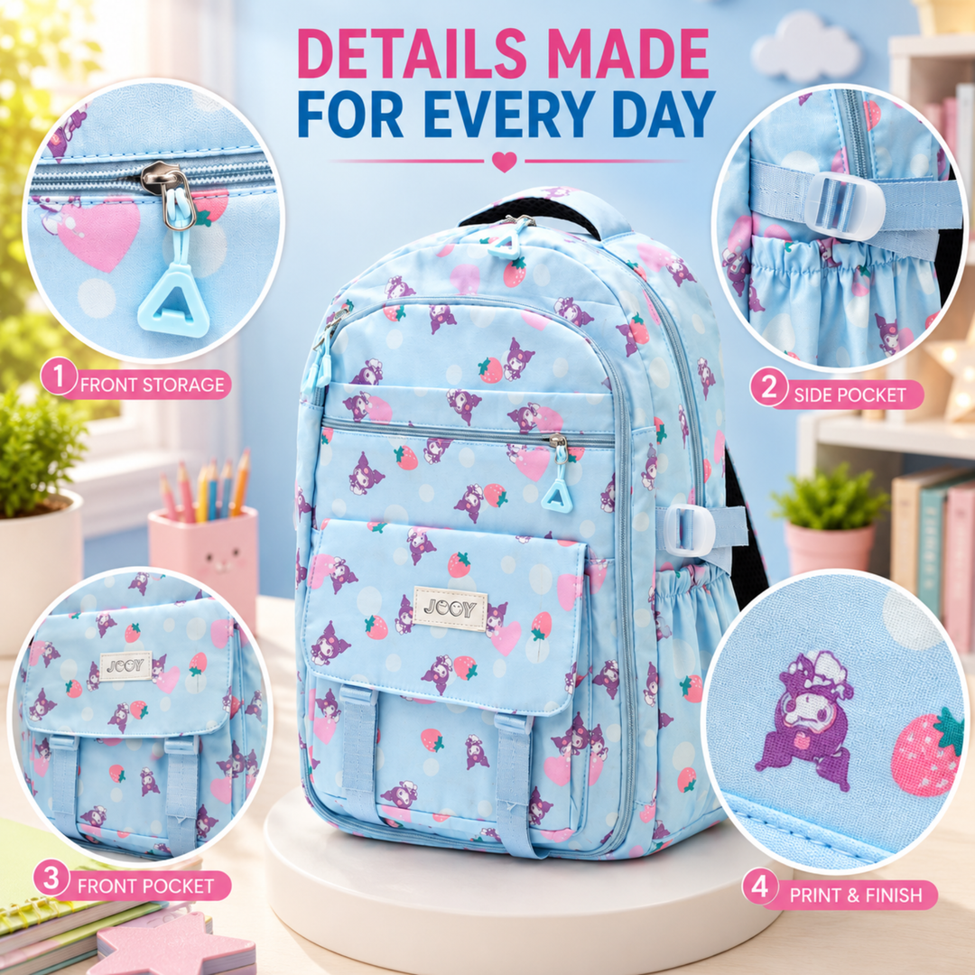 Berry Pop School Bag, Lightweight Backpack with Multiple Compartments, Front Utility Pocket, Side Bottle Pockets & Adjustable Padded Shoulder Straps