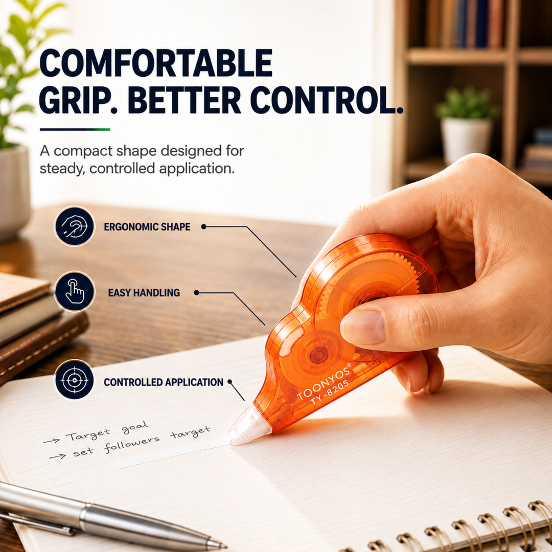 Correction Tape, Quick Dry White-Out Tape Roller, Smooth Writing Correction Tape for School, Office, Notes, Documents, Journaling and Everyday Writing
