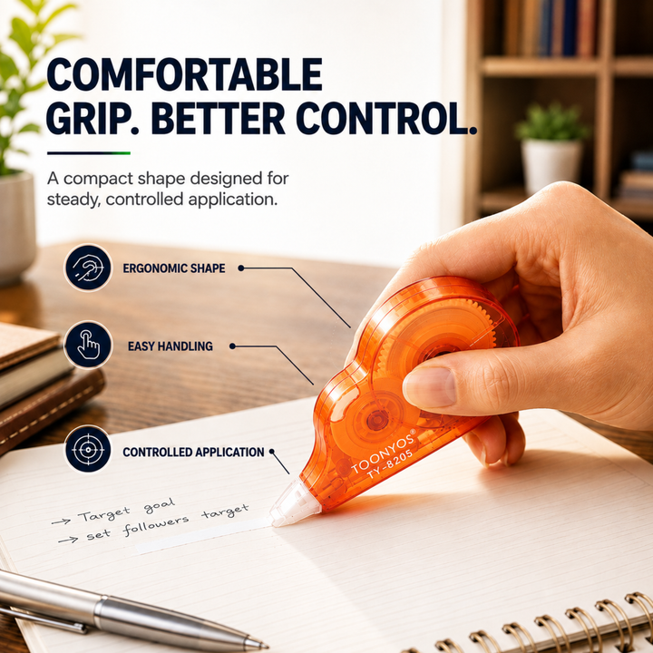 Correction Tape, Quick Dry White-Out Tape Roller, Smooth Writing Correction Tape for School, Office, Notes, Documents, Journaling and Everyday Writing