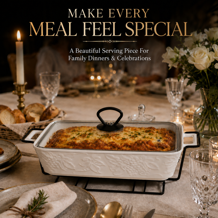 Ceramic Baking Tray with Candle Holder Premium Porcelain Serving and Oven Dish Heat Resistant White Platter for Baking Serving Decor Party and Dining