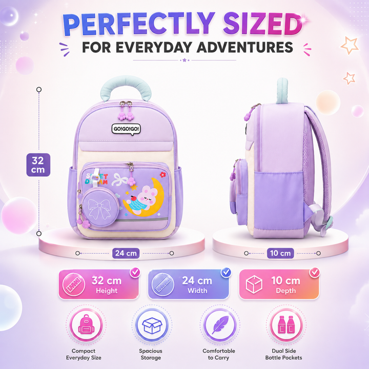 Cute Cartoon School Backpack with Mini Zip Pouch, Lightweight Student Book Bag, Multi Pocket School Backpack with Adjustable Shoulder Straps, Large Capacity Backpack for School & Daily Use