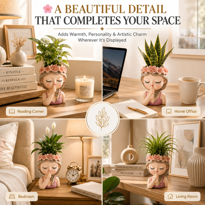 Fairy 3PCS Set Think Sleep Shhh Polyresin Decorative Succulent Planter Cute Fairy Girl Flower Pot Tabletop Vase Pen Pencil Holder Propagator Kit Indoor Outdoor Home Office Desk Decor