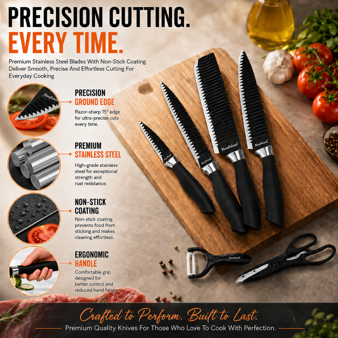 6 Pieces Black Knife Set