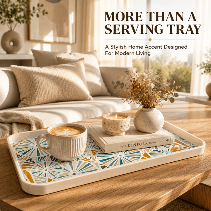 Melamine  Tray White Set Serving Tray Microwave Safe Look Lightweight Durable Platter for Snacks Desserts Tea Coffee Dining Kitchen Party and Restaurant Use