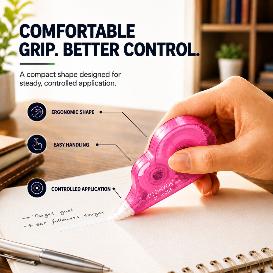 Correction Tape, Quick Dry White-Out Tape Roller, Smooth Writing Correction Tape for School, Office, Notes, Documents, Journaling and Everyday Writing