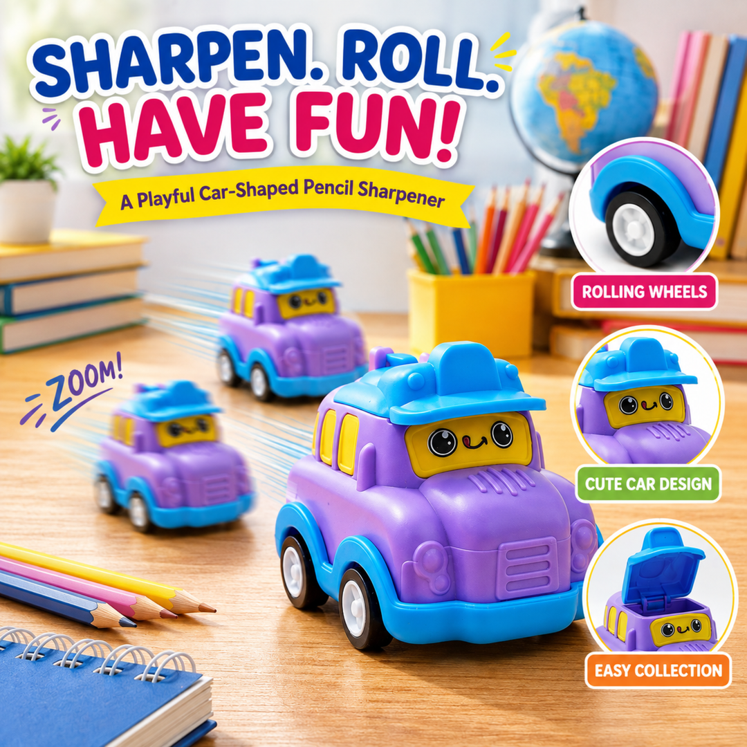 Car Shaped Pencil Sharpener, Cute Vehicle Design Pencil Sharpener, Compact Manual Pencil Sharpener for Students, School, Office, Drawing, Sketching, Writing and Everyday Stationery