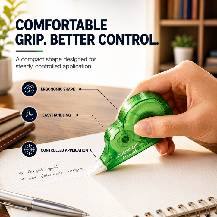 Correction Tape, Quick Dry White-Out Tape Roller, Smooth Writing Correction Tape for School, Office, Notes, Documents, Journaling and Everyday Writing