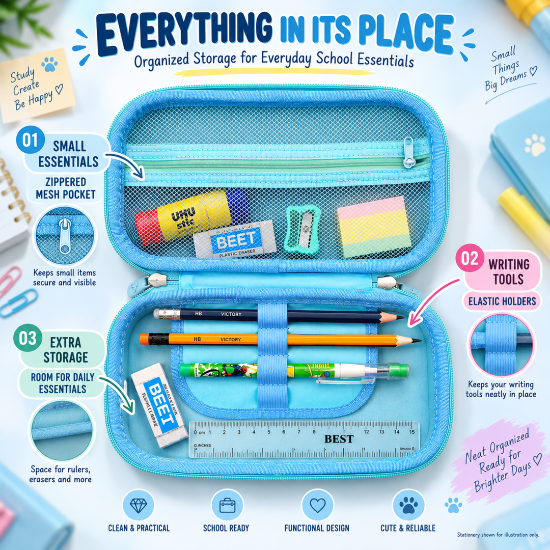 Pencil Case Large Capacity Durable Zipper Pencil Pouch Portable Stationery Organizer Multi-Purpose Pen Holder Bag for School Office Travel