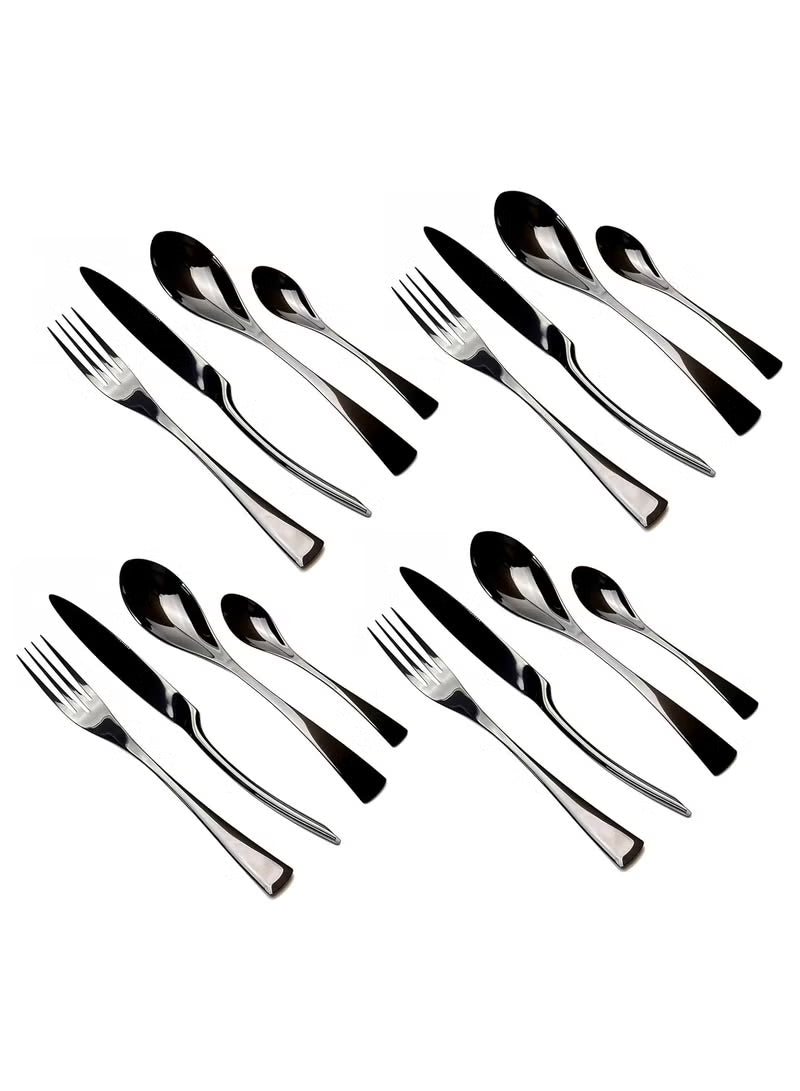 BERAM Midnight Marvel Cutlery Set Premium Stainless Steel Flatware Set with Black Marble Polish Finish Elegant Kitchen Utensils & Tableware Set for Home Restaurants Hotels & Everyday Use