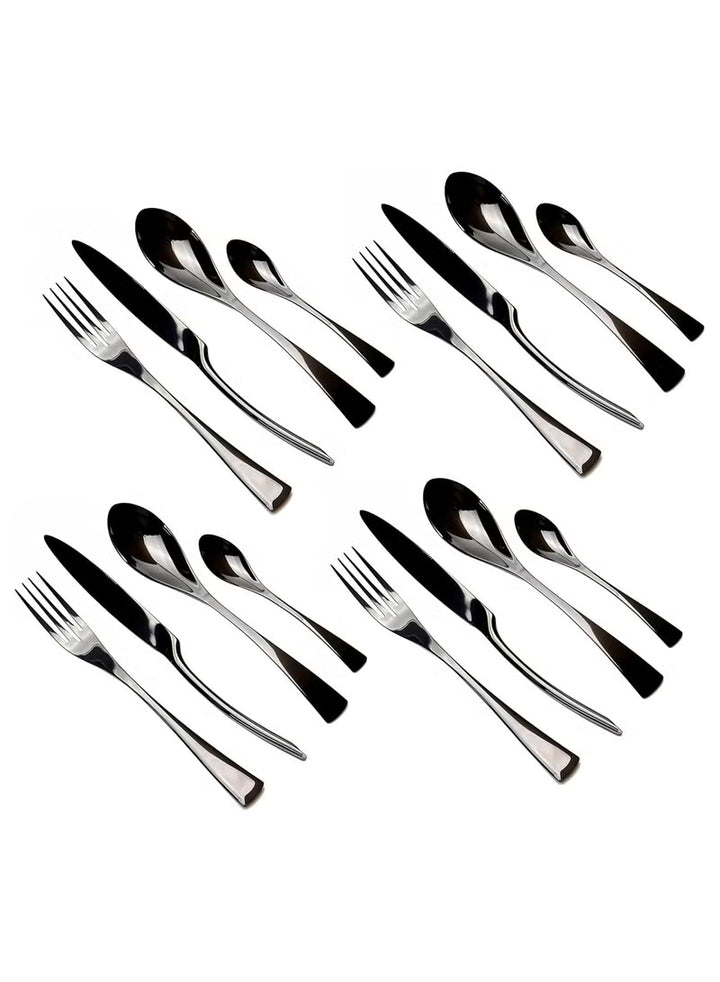 BERAM Midnight Marvel Cutlery Set Premium Stainless Steel Flatware Set with Black Marble Polish Finish Elegant Kitchen Utensils & Tableware Set for Home Restaurants Hotels & Everyday Use