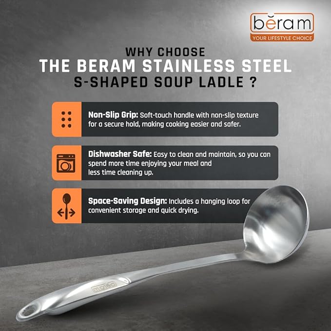 Beram Stainless Steel Wooden Spatula, 38.5cm x 8cm, Non-Stick, Food Grade, Compact