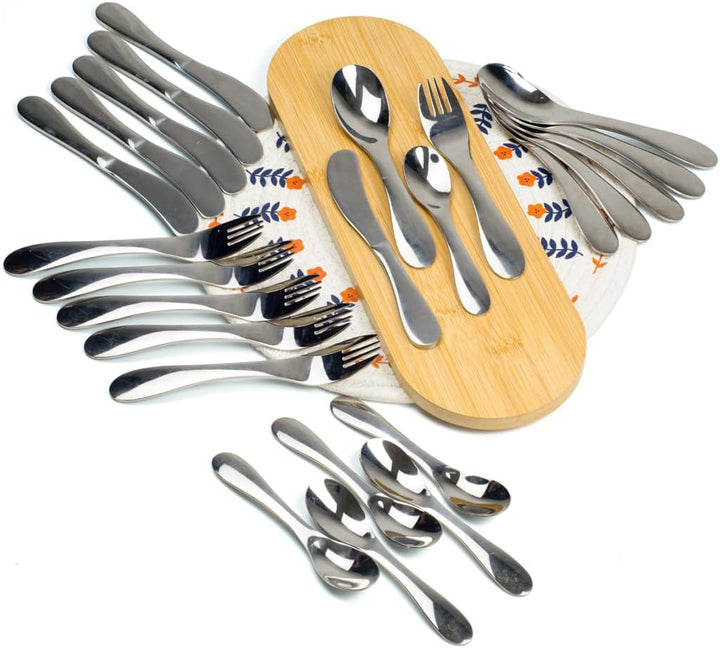 BERAM Tiny Bite Children’s Cutlery Set 18/10 Stainless Steel Flatware with Elegant Handles – Perfect Toddler Tableware