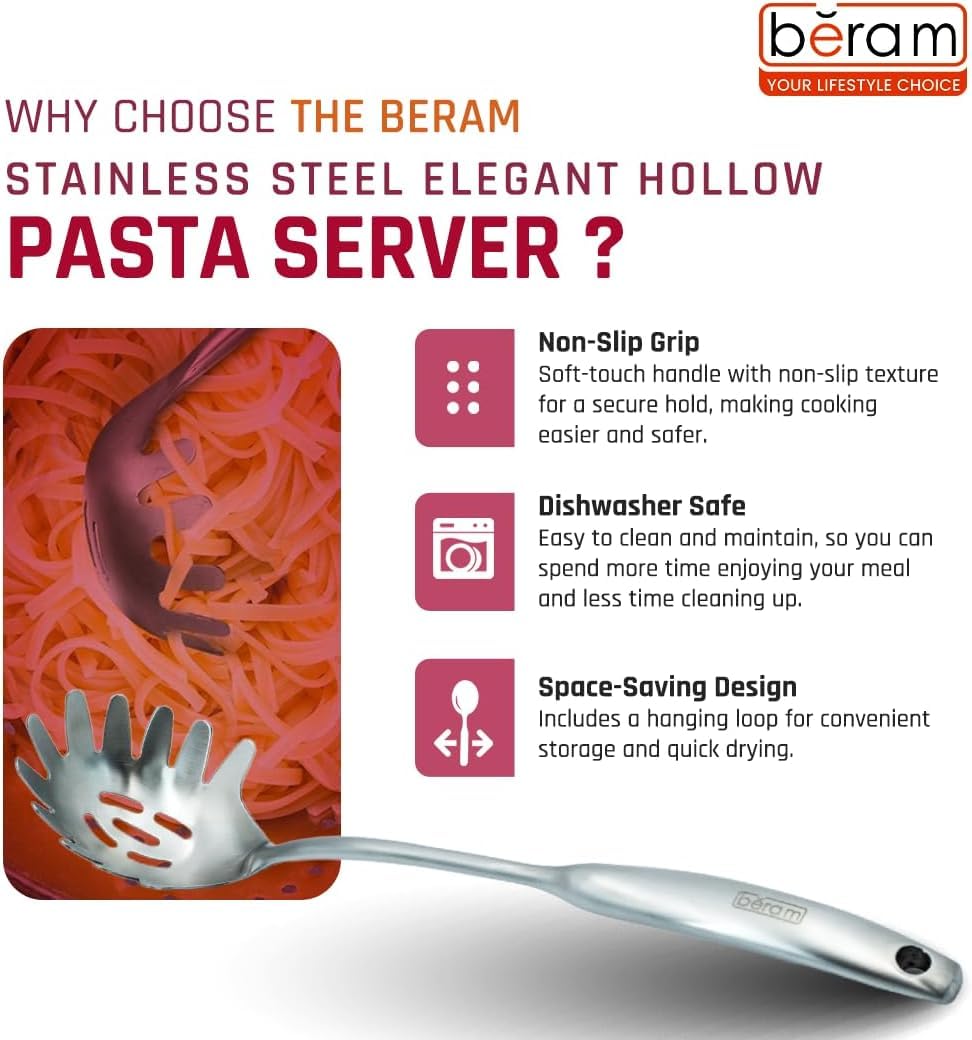BERAM Elegant Hollow Handles Stainless Steel Cooking Utensils Set 6 Pieces Spatula Turner Rice Scoop Pasta Server Skimmer Soup Ladle Kitchen Tools for Daily Use Daily Use Cookware Set 304
