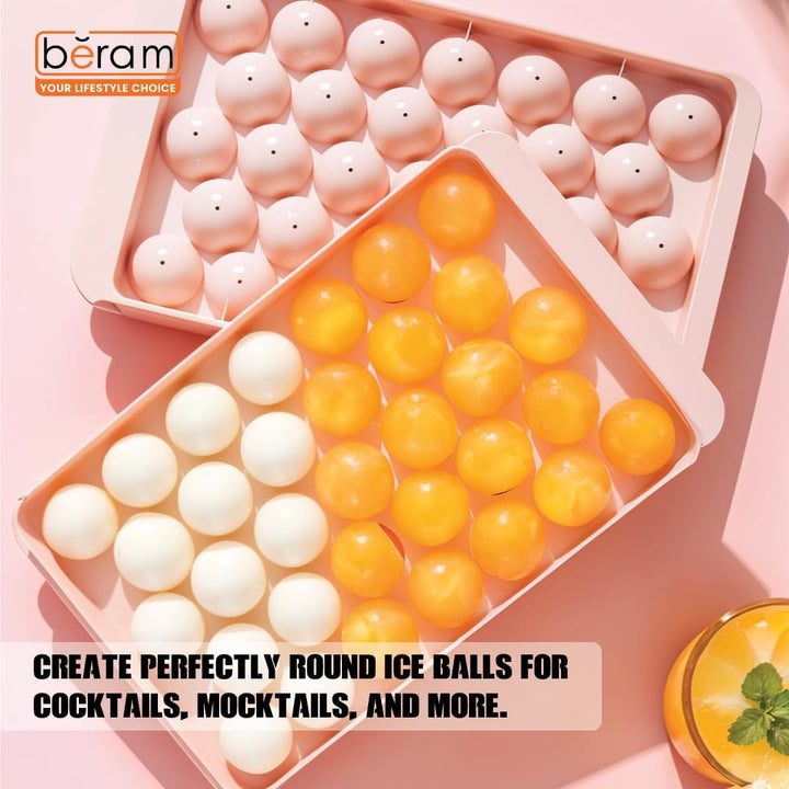 Round Ice Ball Maker Mold for Freezer, Honeycomb Ice Moulds, Ice Trays 33 Grids with Food Grade PP material, Silicone Ice Maker Trays, BPA free, BERAM