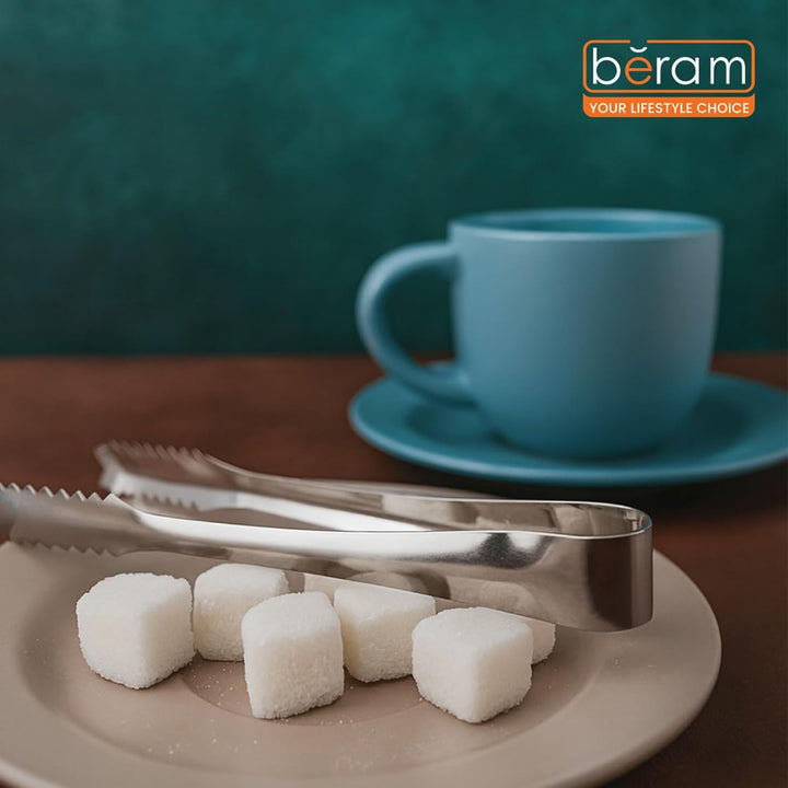 Beram Sugar Tong – Stainless Steel Mini Tongs for Sugar Cubes, Ice, Snacks & Tea Parties – Durable, Rust-Resistant Zig Zag 15