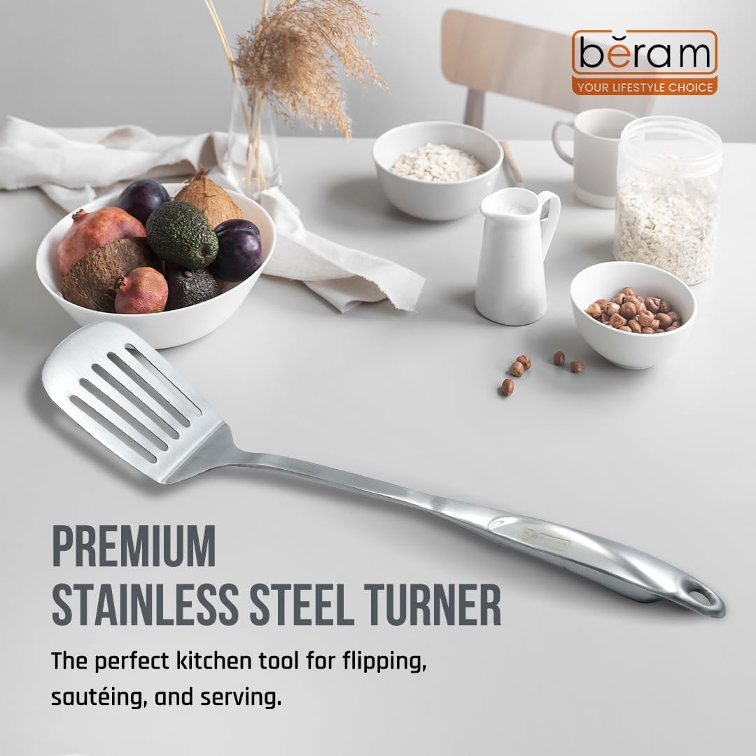 BERAM Cooking Utensils Set S-Shaped 304 Stainless Steel Silverware Cookware Set Includes Spatula Skimmer Soup Ladle Turner Pasta Server Rice Scoop with Multipurpose Stand