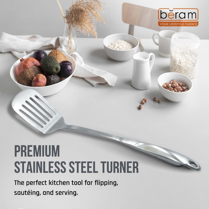 BERAM Cooking Utensils Set S-Shaped 304 Stainless Steel Silverware Cookware Set Includes Spatula Skimmer Soup Ladle Turner Pasta Server Rice Scoop with Multipurpose Stand