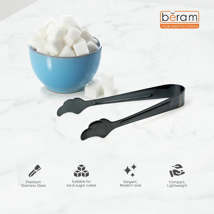 Beram Sugar Tong – Stainless Steel Mini Tongs for Sugar Cubes Ice Snacks & Tea Parties – Durable Rust-Resistant Leaf Design