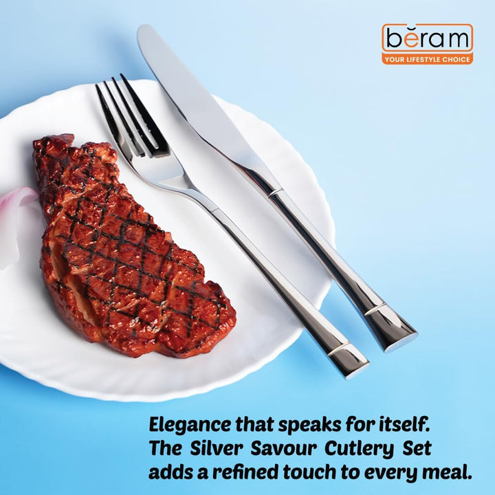 BERAM Silver Savour Cutlery Set  Elegant Stainless Steel, 18/10 Grade Kitchen Utensils Set, Tableware Set for Home, Restaurants