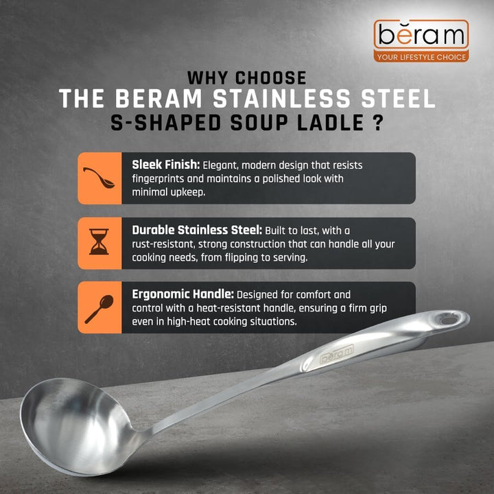 BERAM Cooking Utensils Set S-Shaped 304 Stainless Steel Silverware Cookware Set Includes Spatula Skimmer Soup Ladle Turner Pasta Server Rice Scoop with Multipurpose Stand