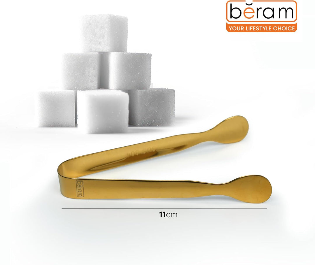 Beram Sugar Tong – Stainless Steel Mini Tongs for Sugar Cubes Ice Snacks & Tea Parties – Durable Rust-Resistant Oval Design