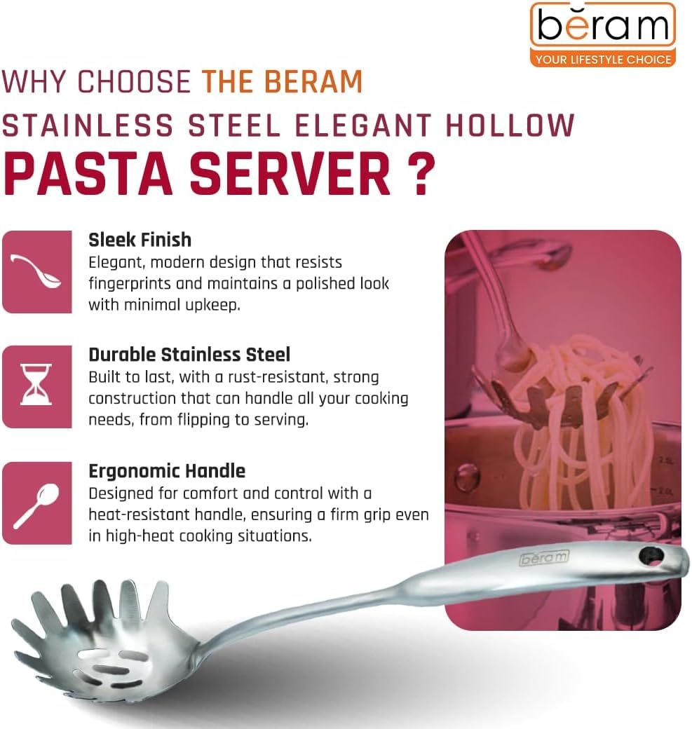 BERAM Elegant Hollow Handles Stainless Steel Cooking Utensils Set 6 Pieces Spatula Turner Rice Scoop Pasta Server Skimmer Soup Ladle Kitchen Tools for Daily Use Daily Use Cookware Set 304