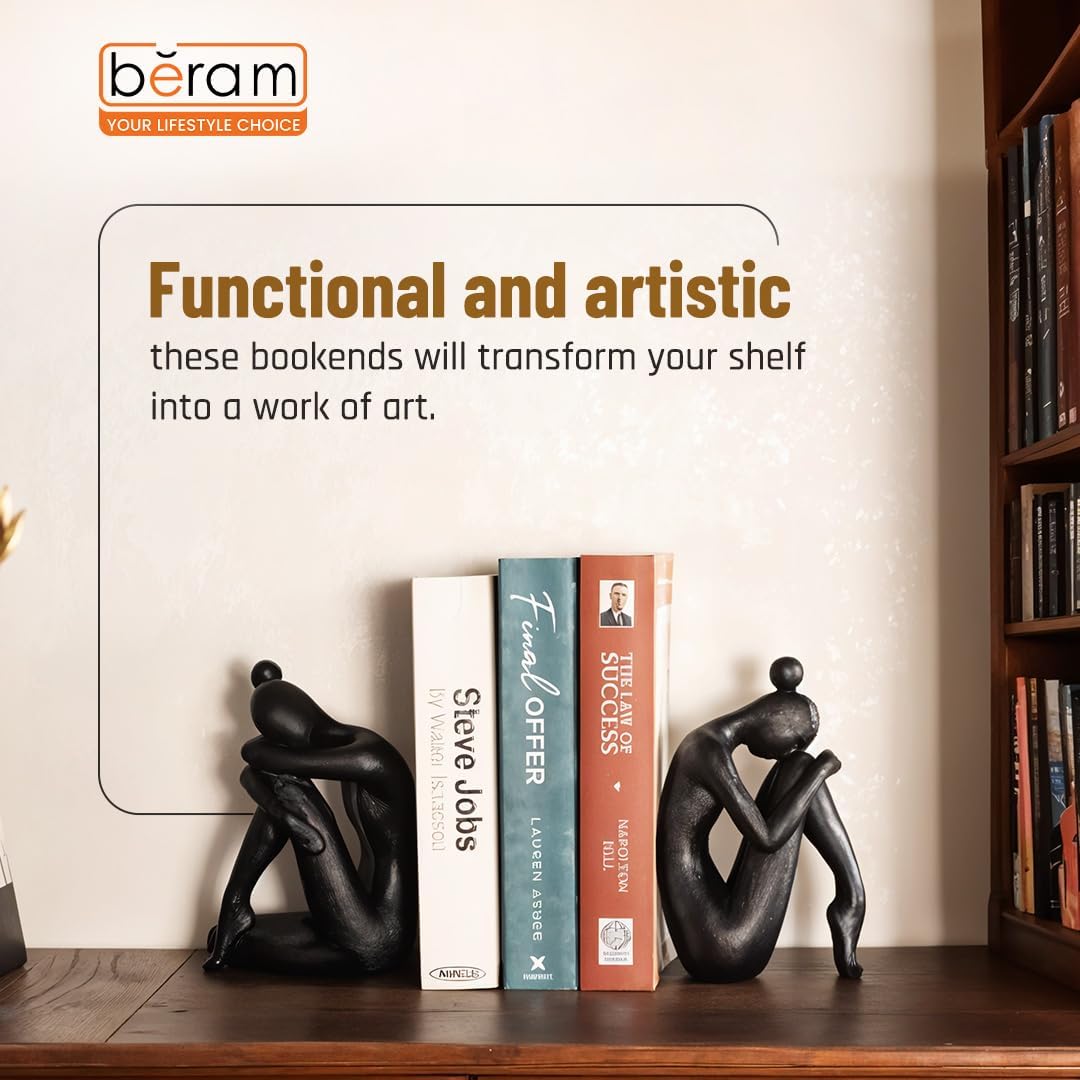 BERAM Sitting Ladies Set, Ceramic Statue Figurines, Art Sculpture, Modern Home Decor Collection, Gift Decorations, Abstract Indoor Shelf Ornaments, Office, Living Room, Book Shelf Pieces, Black