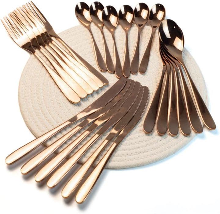 BERAM Table Trend Cutlery Set Elegant 18/10 Stainless Steel Flatware with PVD Copper Finish, Premium Tableware for Home, Restaurants