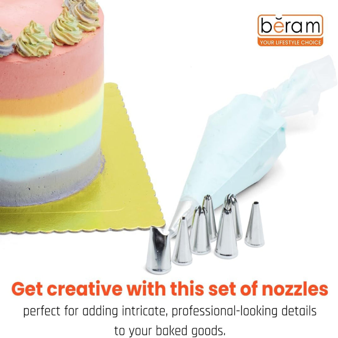 BERAM 24 Pieces Piping Nozzles Stainless Steel Cake Decorating Tools Icing Nozzle Set with Box Cake Decorating Pastry Set Nozzle Tips for Buttercream Frosting Cupcakes Cookies Fondant Designs