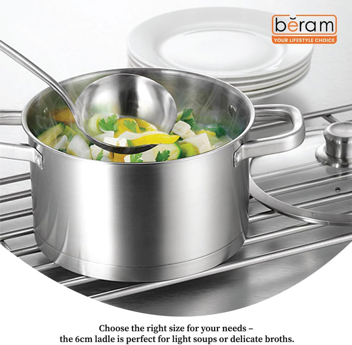 BERAM Soup Ladle Stainless Steel Soup Spoon Kitchen Tool Long Handle Chef Utensils Cooking Utensil Serving Spoon Food Grade Non-Deformable Compact Lightweight