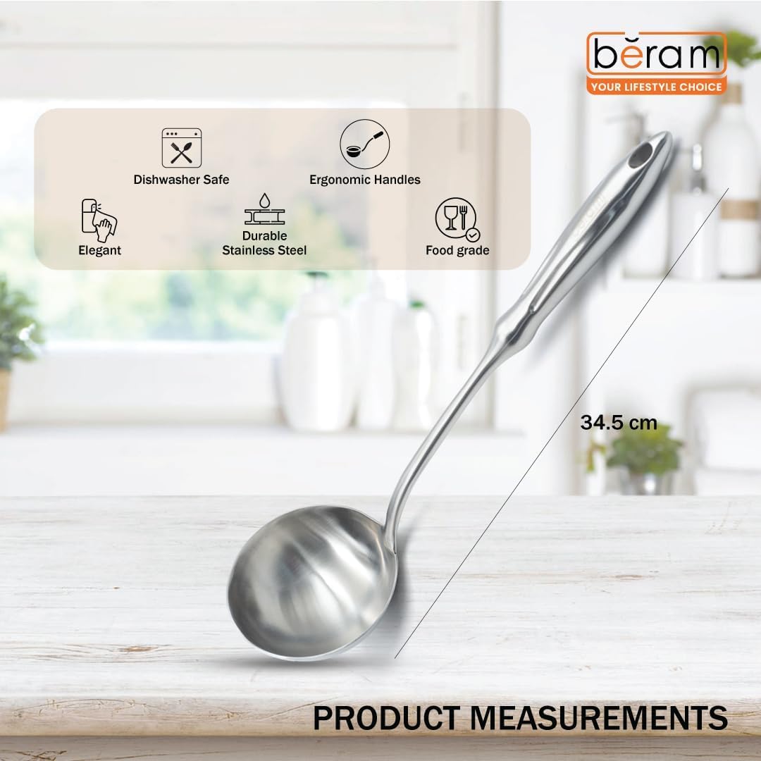 BERAM Honor Cooking Utensils Set 304 Stainless Steel 6 Pieces Soup Spoon Spatula Slotted Turner Rice Scoop Pasta Server Skimmer Food Grade Kitchen Tools
